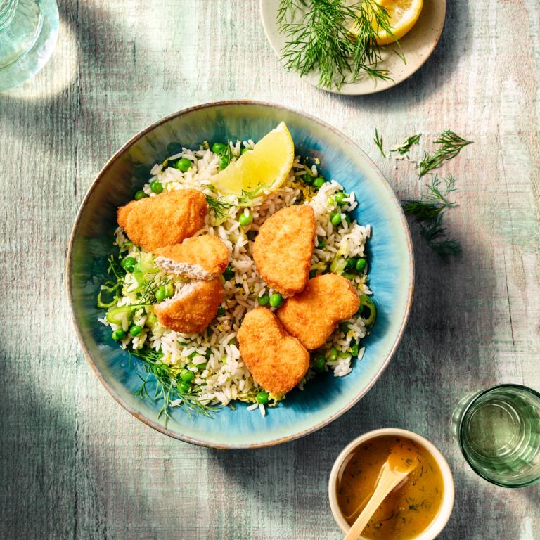 Lemon rice with nuggets Lemon rice with nuggets